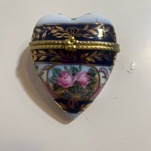 Heart-Shaped Floral Trinket Box